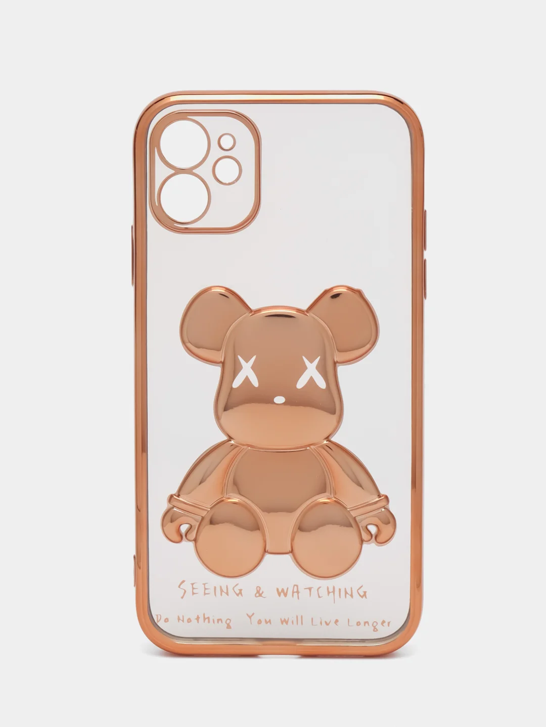Золотой чехол для iPhone 11 / 12 / 13 / 14 Pro Max KAWS силиконовый прозрачный айфон про макс