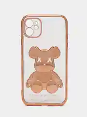 Золотой чехол для iPhone 11 / 12 / 13 / 14 Pro Max KAWS силиконовый прозрачный айфон про макс