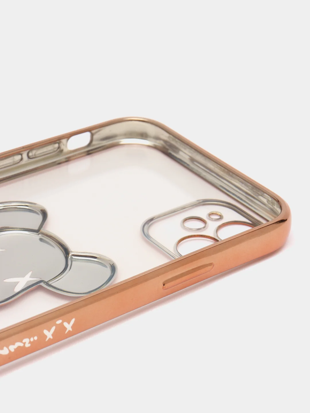 Золотой чехол для iPhone 11 / 12 / 13 / 14 Pro Max KAWS силиконовый прозрачный айфон про макс