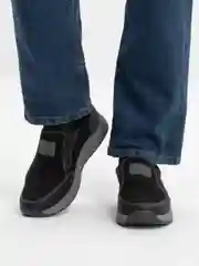 Черный спортивные слипоны, Rieker, из натурального нубука