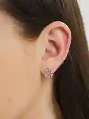 Серебряный серьги круглые гвоздики, серьги со стразами