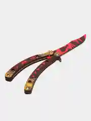 Алый нож деревянный керамбит, складной, бабочка, кастет