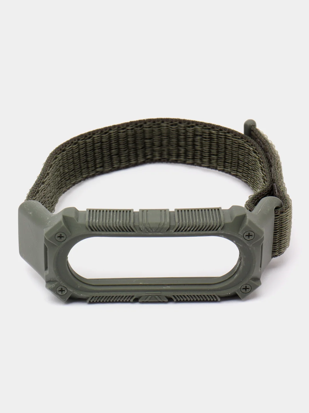 Зелёный хаки нейлоновый ремешок для Xiaomi Mi Band 3 / 4 / 5 / 6 на липучке