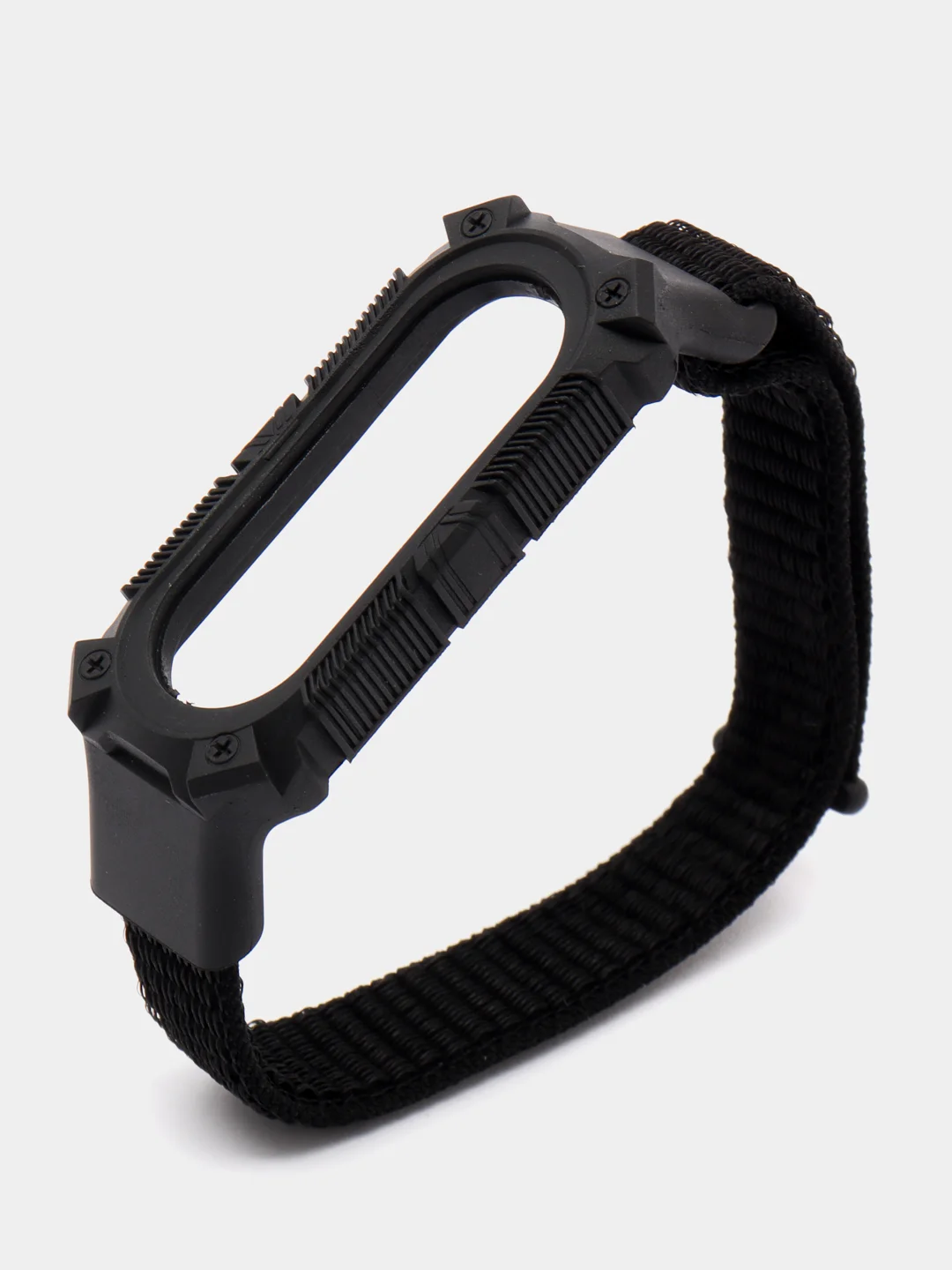 Черный нейлоновый ремешок для Xiaomi Mi Band 3 / 4 / 5 / 6 на липучке