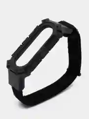 Черный нейлоновый ремешок для Xiaomi Mi Band 3 / 4 / 5 / 6 на липучке