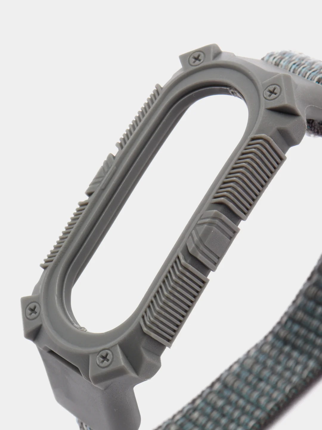 Серый нейлоновый ремешок для Xiaomi Mi Band 3 / 4 / 5 / 6 на липучке