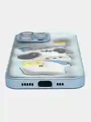 Голубой силиконовый чехол на iPhone 13, 13 Pro, 13 Pro Max, со стеклянной панелью