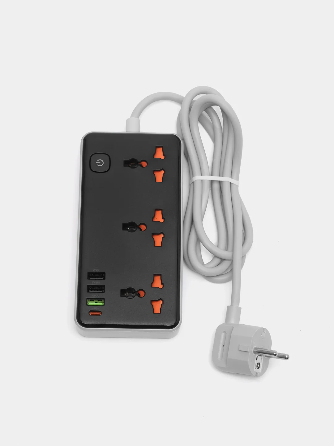 Черный многофункциональный сетевой фильтр, удлинитель Hoco AC7A, AC8A, AC9A c USB, Type-C 17-30W