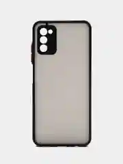 Черный чехол Samsung Galaxy A03, Самсунг А03, матовый, цветные кнопки