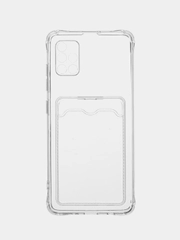 Чехол для Samsung Galaxy A51 4G, M40S, прозрачный с карманом для карт