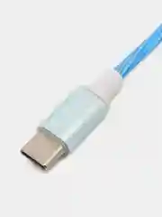 Голубой кабель зарядный светящийся Lightning USB - Type-C провод 1м, тайп си, зарядка для телефона