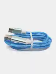 Голубой кабель зарядный светящийся Lightning USB - Type-C провод 1м, тайп си, зарядка для телефона