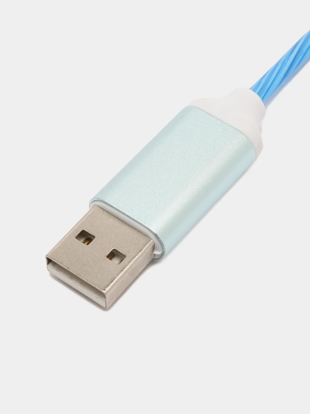 Голубой кабель зарядный светящийся Lightning USB - Type-C провод 1м, тайп си, зарядка для телефона
