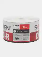 Диски DVD-R SONNEN 4,7Gb 16x Bulk (термоусадка без шпиля) КОМПЛЕКТ 50шт, 512574