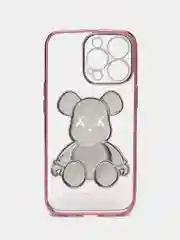 Розовый чехол для iPhone 11 / 12 / 13 / 14 Pro Max KAWS силиконовый прозрачный айфон про макс