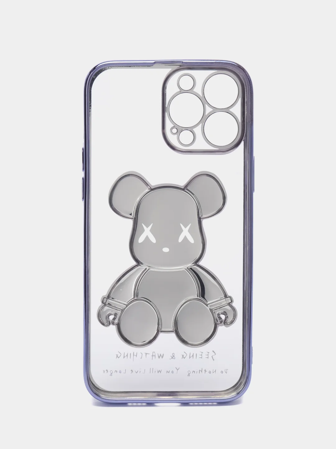 Синий меланж чехол для iPhone 11 / 12 / 13 / 14 Pro Max KAWS силиконовый прозрачный айфон про макс
