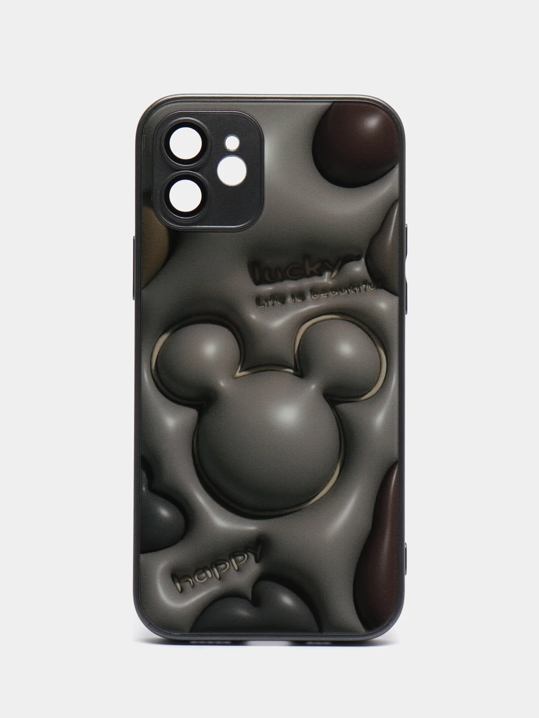 Хром чехол силиконовый для iPhone 12, со стеклянной панелью