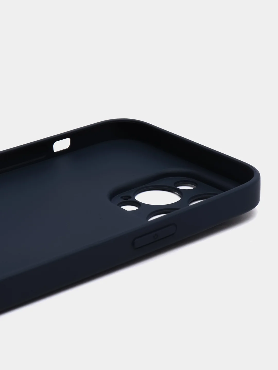 Темно-синий силиконовый чехол на iPhone 14, 14 Plus, 14 Pro, 14 Pro Max, со стеклянной панелью