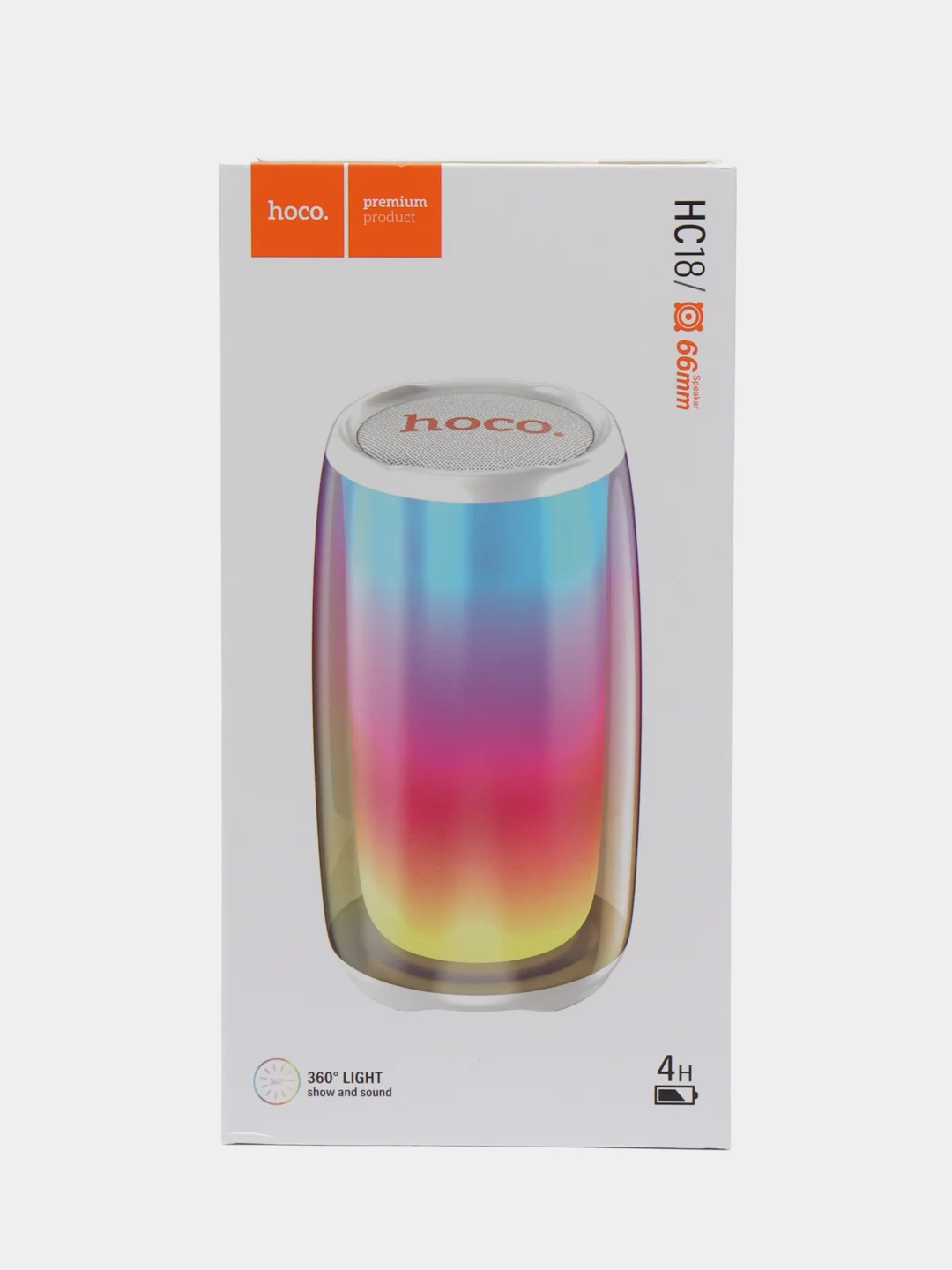 Белый беспроводная колонка hoco HC18, LED подсветка 360, AUX, FM, USB, TF Card, BT 5.1