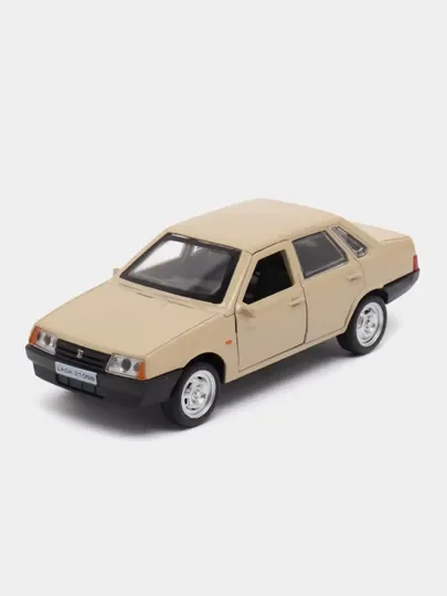 Бежевый машина LADA-21099, 12 см, Технопарк, металлическая, открываются передние двери и багажник