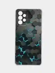Бирюзовый чехол на Samsung Galaxy A73 / Галакси А73 прозрачный, с рисунком, защита камеры