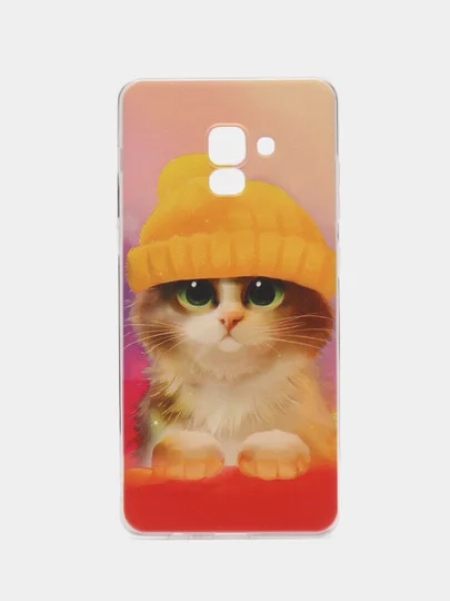 Голубой чехол на Samsung Galaxy A8 Plus 2018 / Самсунг A8 Plus с рисунком, защита камеры