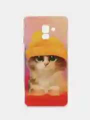 Голубой чехол на Samsung Galaxy A8 Plus 2018 / Самсунг A8 Plus с рисунком, защита камеры