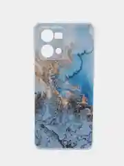 Бирюзовый силиконовый чехол на Oppo Reno 7 4G/8 4G / Оппо Рено 7 4G/8 4G с рисунком, защита камеры