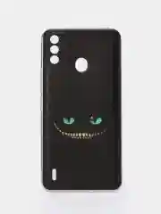 Тёмно-коричневый силиконовый чехол на Itel A48 / Ител А48 прозрачный, с рисунком, защита камеры