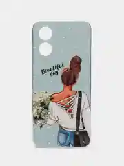 Силиконовый чехол на Oppo A17 / Оппо А17 прозрачный, с рисунком, защита камеры