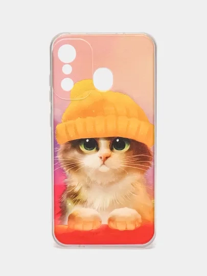 Силиконовый чехол на Itel A27 / Ител А27 прозрачный, с рисунком, защита камеры