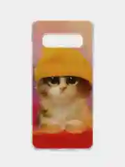 Бирюзовый силиконовый чехол на Samsung Galaxy S10 / Самсунг S10 прозрачный с рисунком, защита камеры