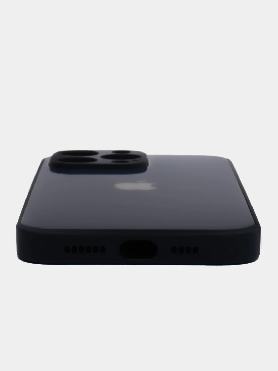 Темно-синий силиконовый чехол на iPhone 14, 14 Plus, 14 Pro, 14 Pro Max, со стеклянной панелью
