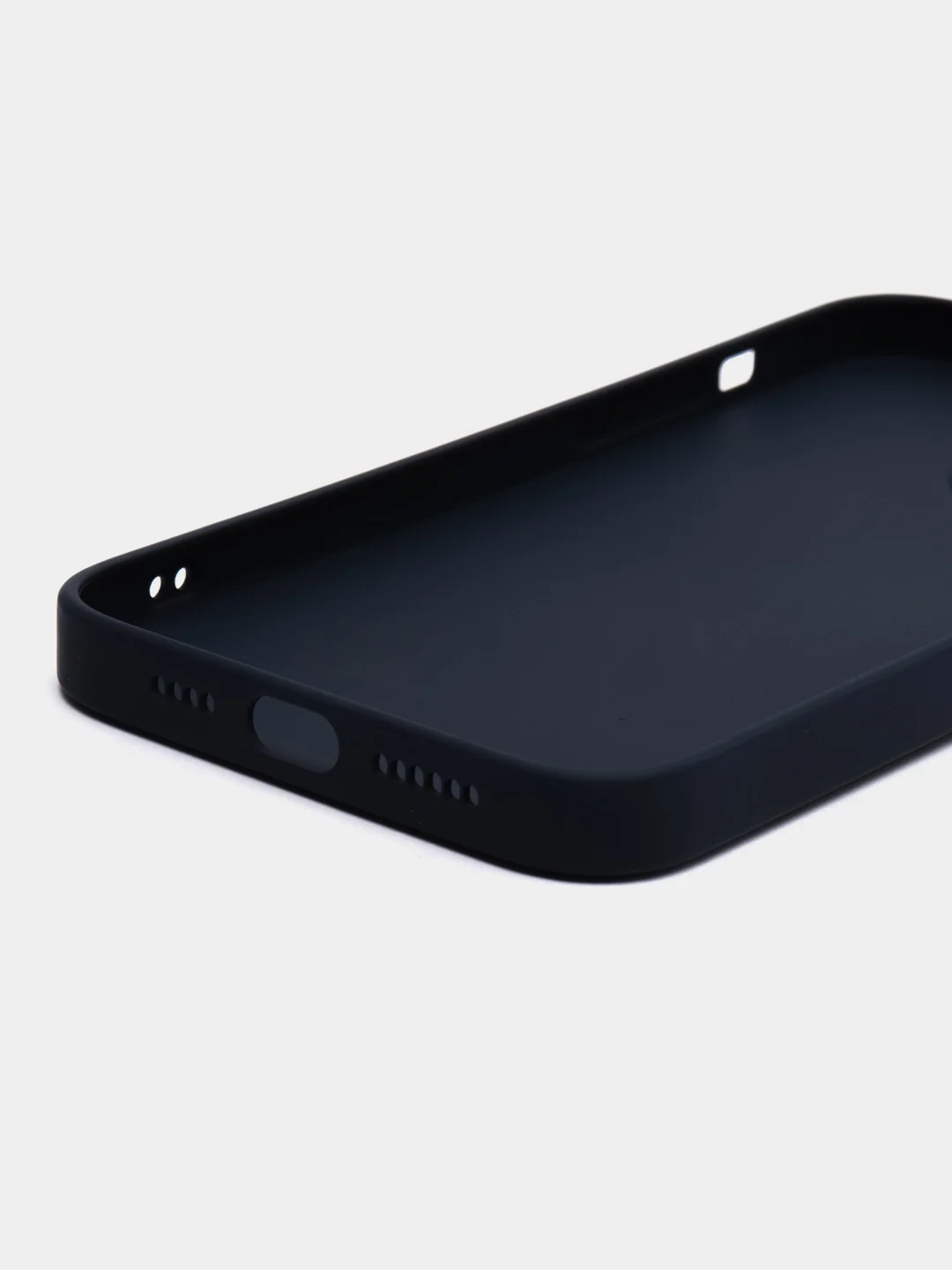 Темно-синий силиконовый чехол на iPhone 14, 14 Plus, 14 Pro, 14 Pro Max, со стеклянной панелью