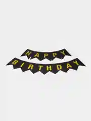 Черный гирлянда-растяжка, на день рождения "Happy Birthday"