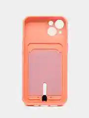 Коралловый чехол силиконовый для iPhone 7/8/SE/11/12/13/14/15/Plus/Pro Max, с карманом для карты