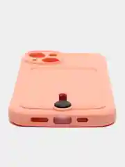 Коралловый чехол силиконовый для iPhone 7/8/SE/11/12/13/14/15/Plus/Pro Max, с карманом для карты