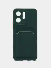 Синий меланж силиконовый чехол для Vivo Y16 (Виво У16), с карманом для карт