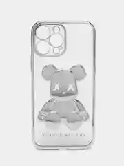 Серебряный чехол для iPhone 11 / 12 / 13 / 14 Pro Max KAWS силиконовый прозрачный айфон про макс