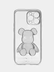 Серебряный чехол для iPhone 11 / 12 / 13 / 14 Pro Max KAWS силиконовый прозрачный айфон про макс