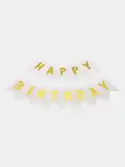 Белый гирлянда-растяжка, на день рождения "Happy Birthday"