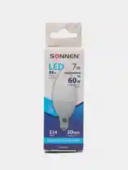 Лампа светодиодная SONNEN, 7(60)Вт, цоколь Е14, свеча, хол.бел, 30000ч, LED C37-7W-4000