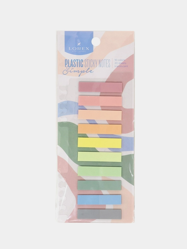Закладки клейкие LOREX PLASTIC SIMPLE 45х10 мм 20 шт 10 цв., комплект 1 шт