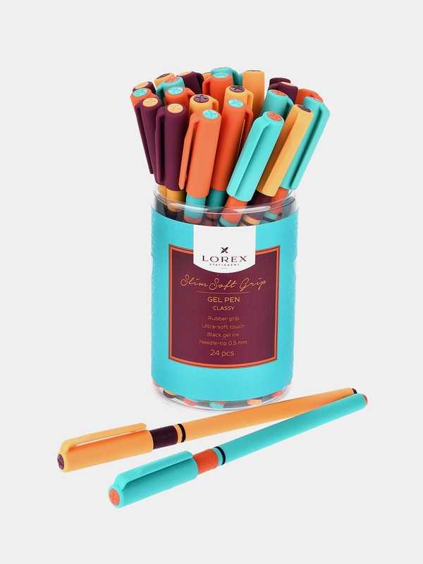 Ручка гел. LOREX CLASSY SLIM SOFT GRIP 0,5 мм черн. кругл. корп. Грип, комплект 12 шт