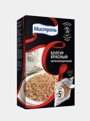 Крупа МИСТРАЛЬ пшеничная Булгур, красный, цельнозерновой, в пакетах для варки, 5х80 г