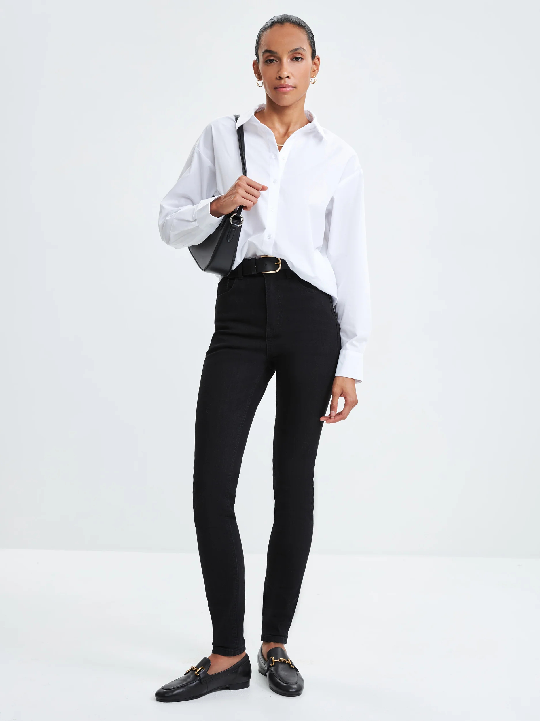 Серый джинсы skinny женские с высокой посадкой