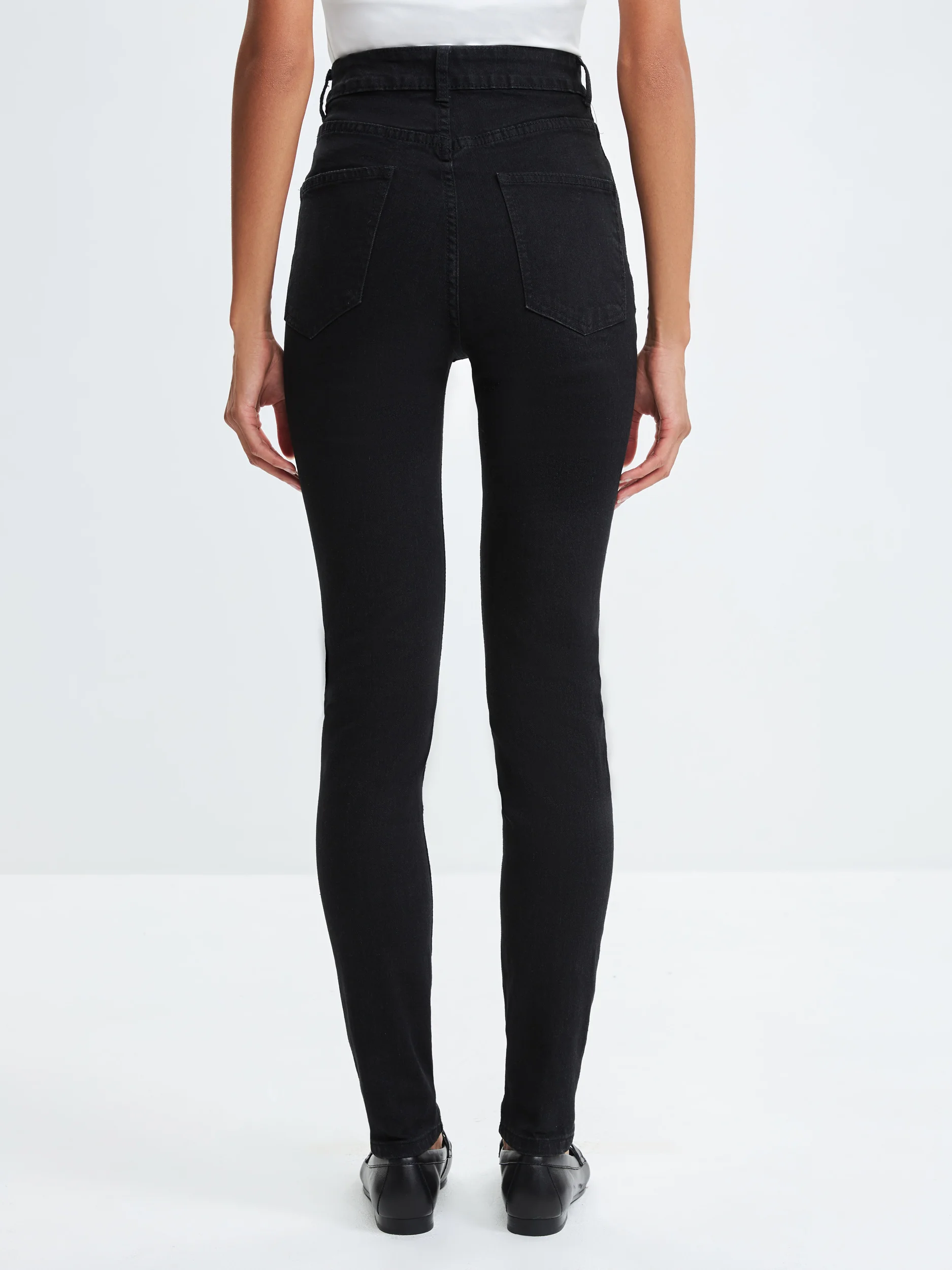 Серый джинсы skinny женские с высокой посадкой