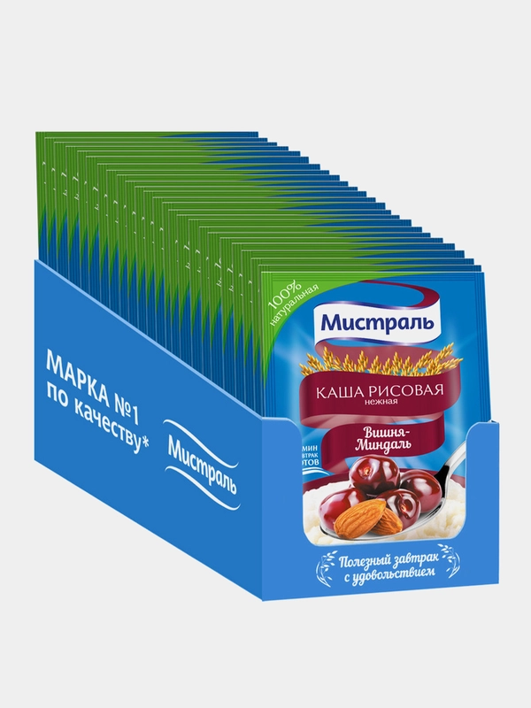 Каша рисовая МИСТРАЛЬ вишня-миндаль, 25 штук по 40 г