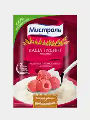 Каша пудинг рисовый МИСТРАЛЬ малина с кокосовым молоком, 12 штук по 40г