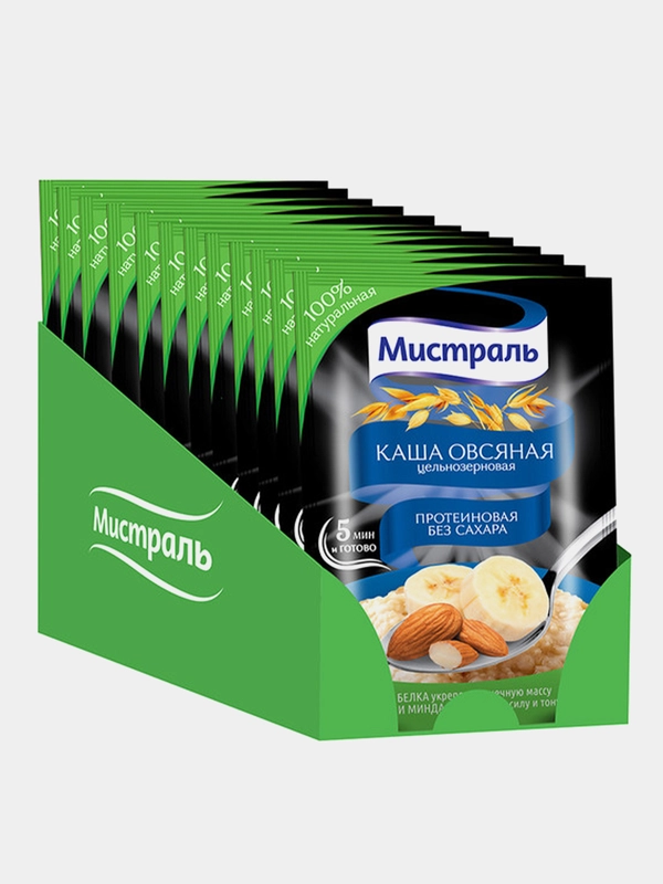 Каша овсяная МИСТРАЛЬ Протеиновая, 12 штук по 40 г